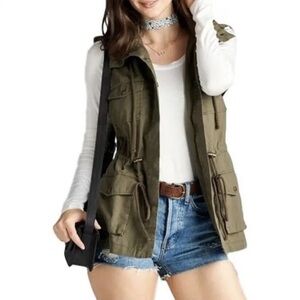 Per Se Olive Green Utility Vest